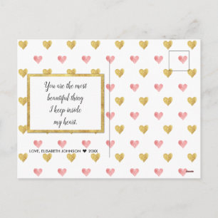 Valentines Day Glitter Heart Script Photo Postcard