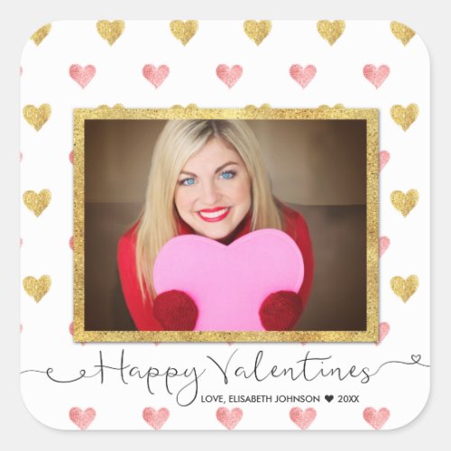 Valentines Day Glitter Heart Script Photo Sticker