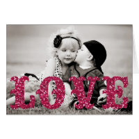 Valentine's Day glitter LOVE Photo Card