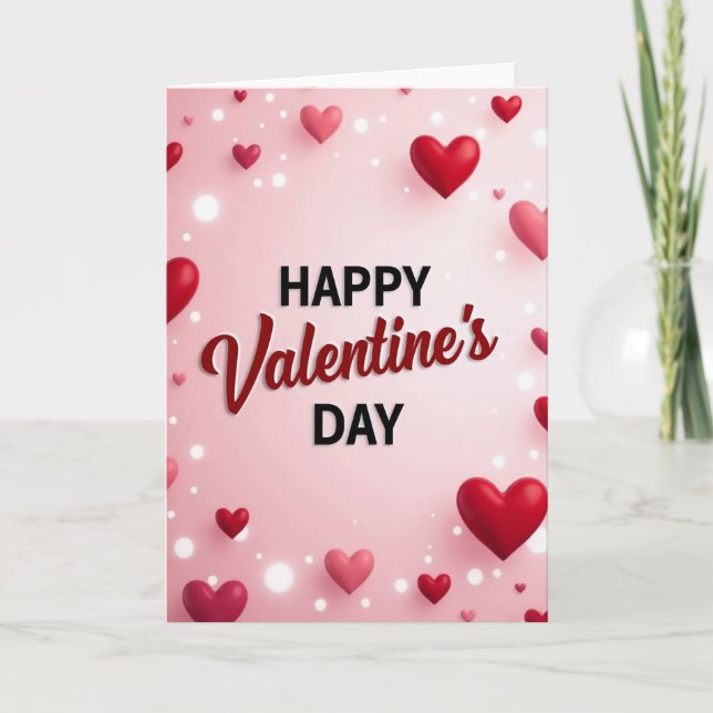 Valentines Day Glow Hearts Card (Front)
