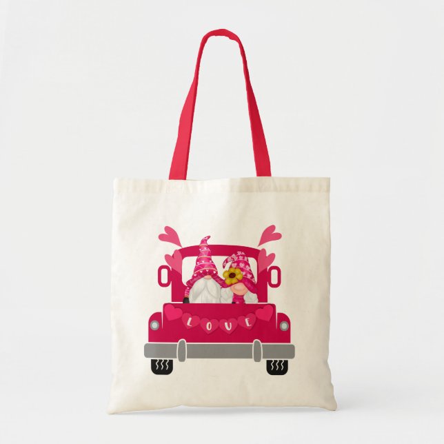 Valentine's Day, Gnome, Farm Truck Tote Bag (Front)