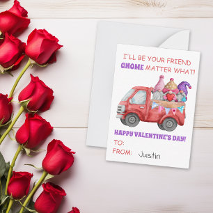 Valentine's Day Gnome Friends Classroom Child Kids Note Card