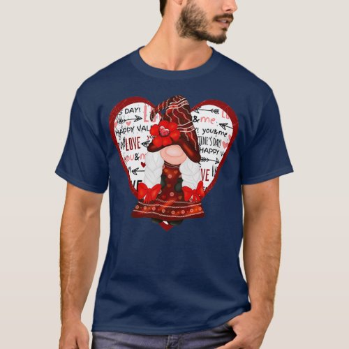 Valentines Day Gnome Girl with Braids  T_Shirt