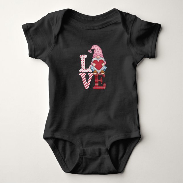 Valentines Day Gnome Love Couple Gifts for Her  Baby Bodysuit (Front)