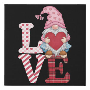 Valentines Day Gnome Love Couple Gifts for Her Faux Canvas Print