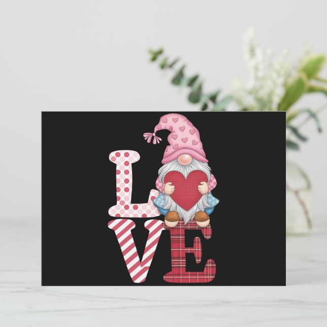 Valentines Day Gnome Love Couple Gifts for Her  Holiday Card (Standing Front)