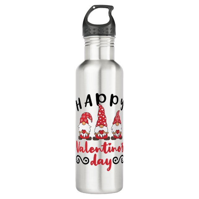 Valentine's Day Gnome Swedish Tomte Stainless Steel Water Bottle (Front)