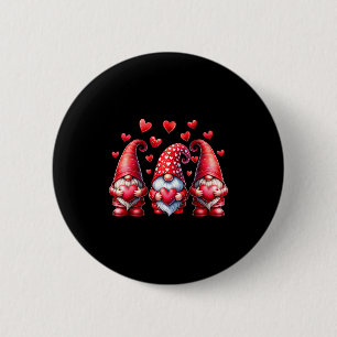 Valentines Day Gnomes Cute Red Hearts Love Gnome W Button