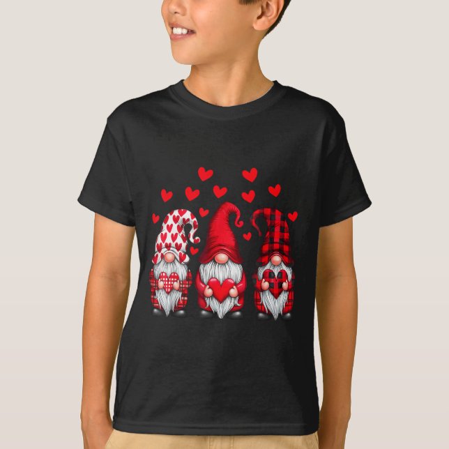 Valentines Day Gnomes Cute Red Hearts Love Gnome W T-Shirt (Front)