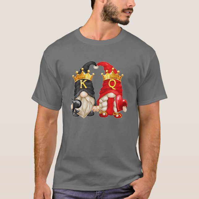 Valentines Day Gnomes King Of Spades And Queen Of T-Shirt (Front)