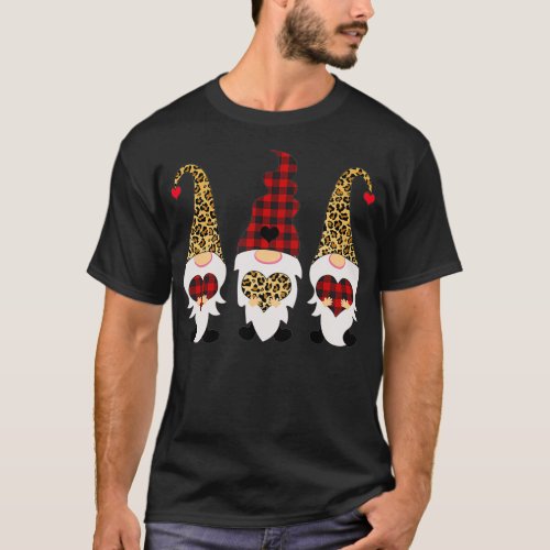 Valentines Day Gnomes Leopard Cheetah Print Red Pl T_Shirt