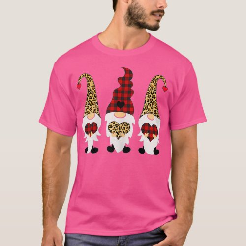 Valentines Day Gnomes Leopard Cheetah Print Red Pl T_Shirt