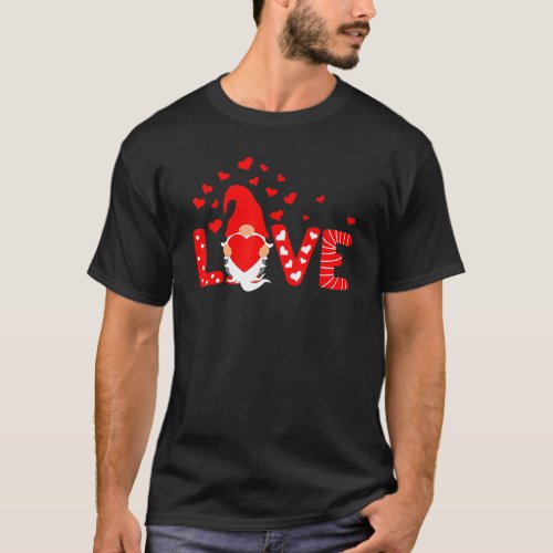 Valentines Day Gnomes Love Red Heart Women Kids Me T_Shirt