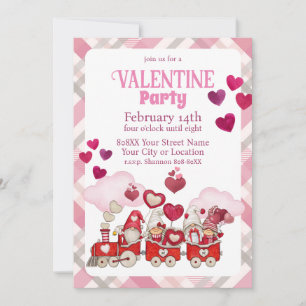 Valentine's Day Gnomes on a Train Invitation