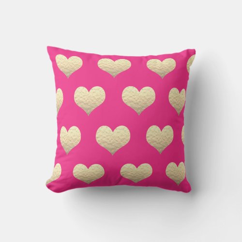 Valentines Day Gold Heart Pattern Pink Cute Girly Outdoor Pillow