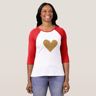 Valentine's day gold heart women's raglan shirt