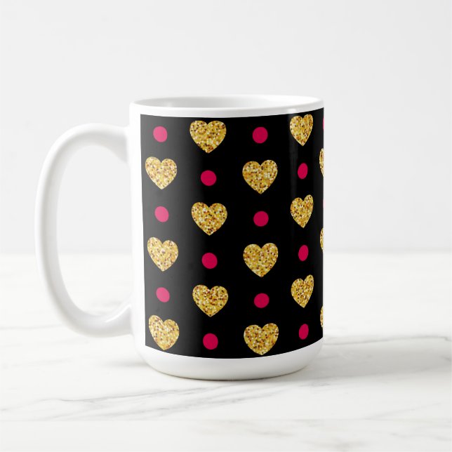Valentine's Day Gold Hearts Pattern-23655 Coffee Mug (Left)