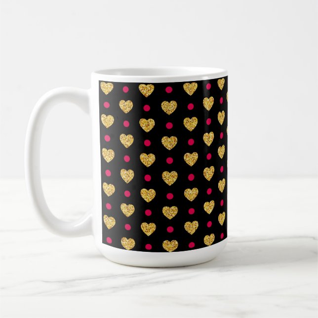 Valentine's Day Gold Hearts Pattern-23655 Coffee Mug (Left)