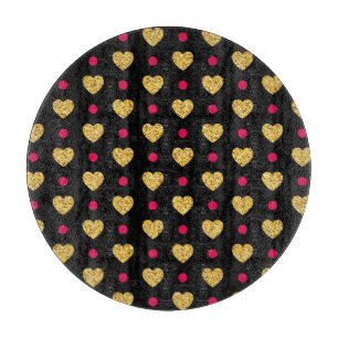 Valentine's Day Gold Hearts Pattern-23655 Cutting Board