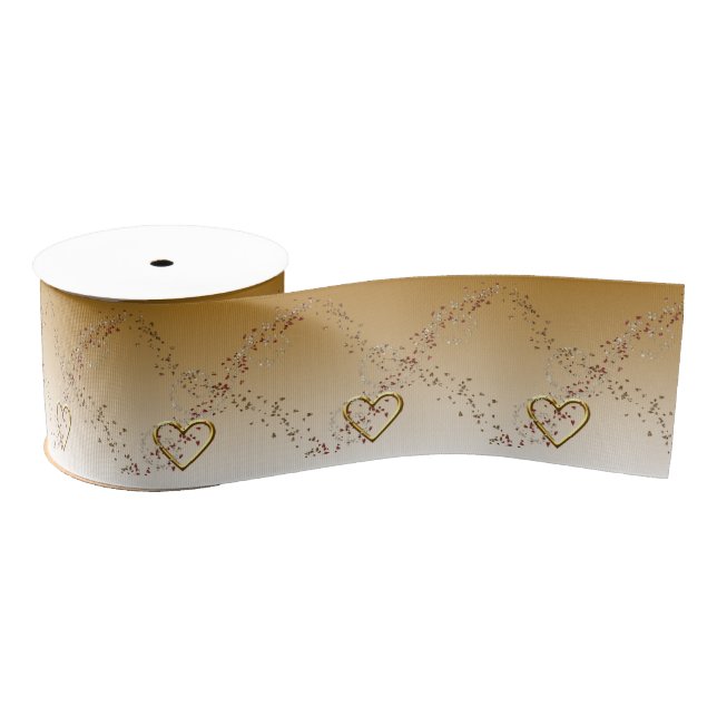 Valentine's Day Gold Hearts Ribbon (Spool)