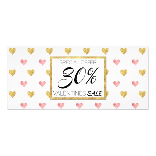 Valentines Day Gold Pink Hearts _ Discount Card