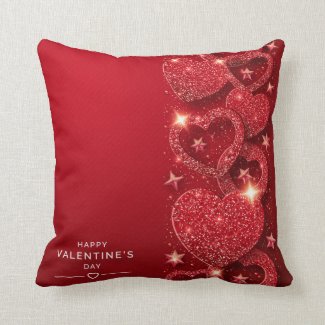 Valentine's Day Gold Stars Sparkling Hearts Red
