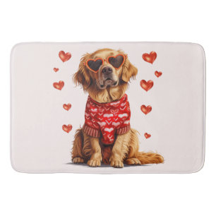 Valentines Day Golden Retriever Dog Bath Mat