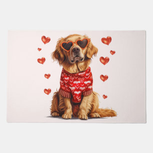 Valentines Day Golden Retriever Dog Doormat