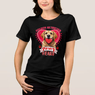 Valentine's day golden retriever dog lover mom Tri-Blend shirt