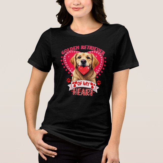 Valentine's day golden retriever dog lover mom Tri-Blend shirt (Front)