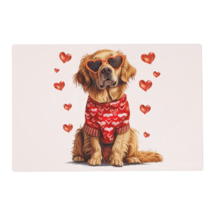 Valentines Day Golden Retriever Dog Placemat