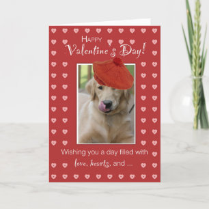 Valentine's Day Golden Retriever Dog W/ Red Heart Holiday Card