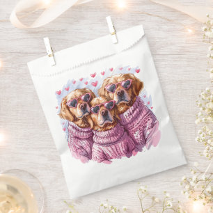 Valentines Day Golden Retriever Dogs Favor Bag