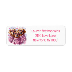 Valentines Day Golden Retriever Dogs Label