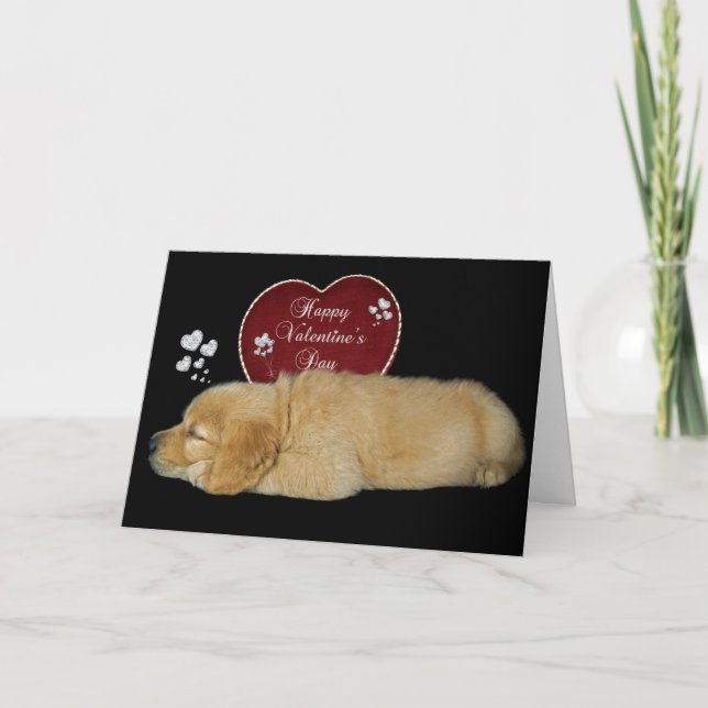 Valentine's Day Golden Retriever  Holiday Card (Front)