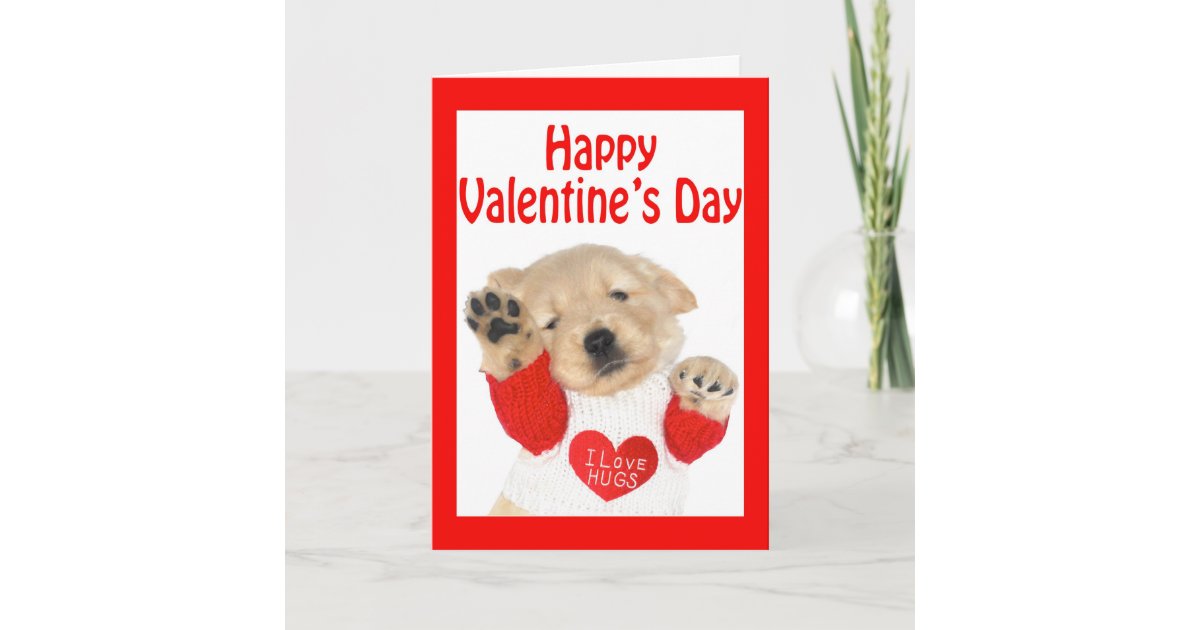 Valentine S Day Golden Retriever Puppy Card Zazzle Com