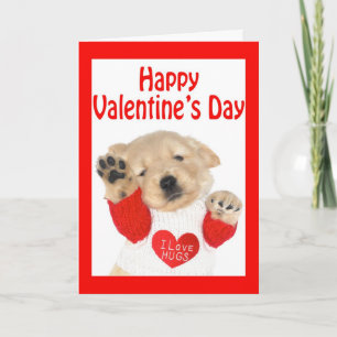 Valentine's Day Golden Retriever Puppy Card