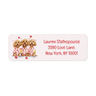 Valentines Day Goldendoodle Dogs Label