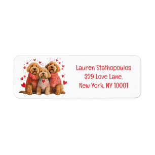 Valentines Day Goldendoodle Dogs Label