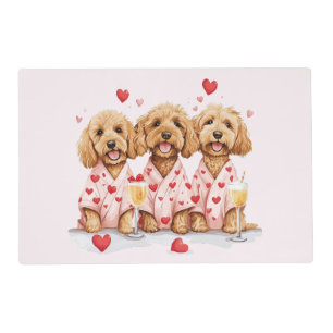 Valentines Day Goldendoodle Dogs Placemat