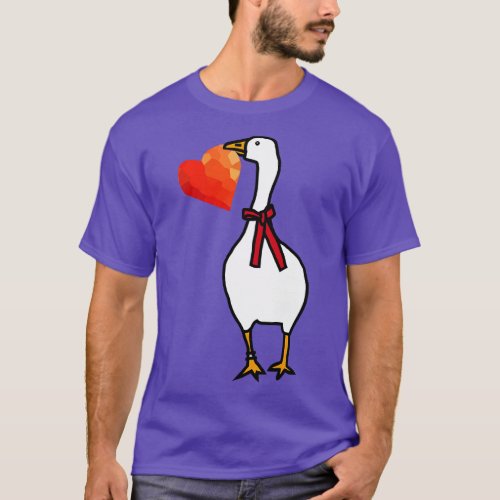 Valentines Day Goose Steals Red Heart for Love T_Shirt