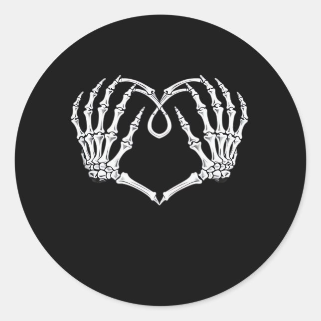 Valentines Day Gothic Heart With Skeleton Hands Va Classic Round Sticker (Front)