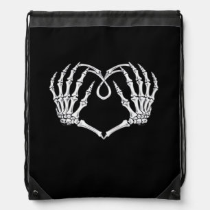 Valentines Day Gothic Heart With Skeleton Hands Va Drawstring Bag