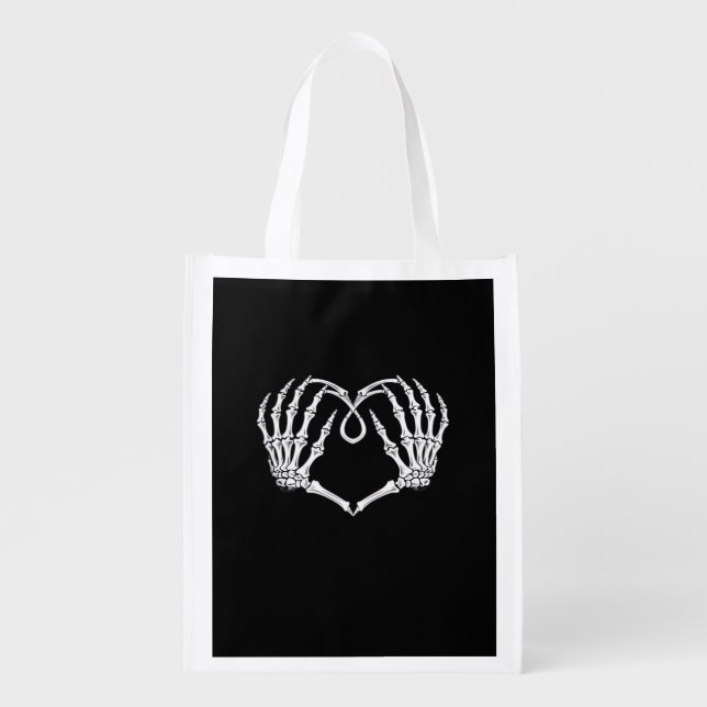 Valentines Day Gothic Heart With Skeleton Hands Va Grocery Bag (Front)