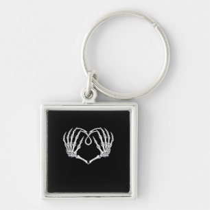 Valentines Day Gothic Heart With Skeleton Hands Va Keychain