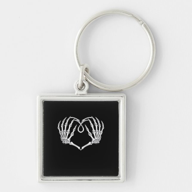 Valentines Day Gothic Heart With Skeleton Hands Va Keychain (Front)