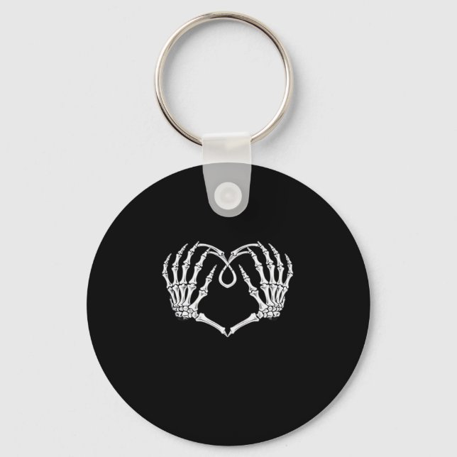 Valentines Day Gothic Heart With Skeleton Hands Va Keychain (Front)