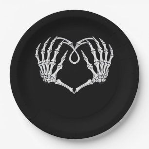 Valentines Day Gothic Heart With Skeleton Hands Va Paper Plates