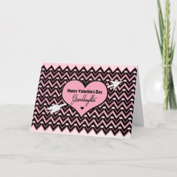 Valentine's Day - Granddaughter - Chevron Design Holiday Card by TrudyWilkerson at Zazzle