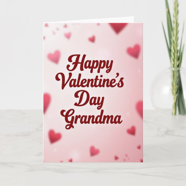 Valentines Day Grandma Hearts Gloss Card (Front)